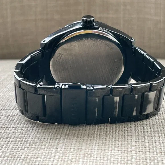 Fossil Ladies Wristwatch Crystals Accent Bezel Black Tone Quartz Multi-function - Picture 10 of 11